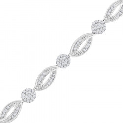 Marquise and Round Design Pave Set Bracelet in 9ct White Gold